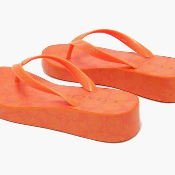 NWT COACH FLIP FLOP LYNN ORANGE SIZE 8 - Picture 3 of 4
